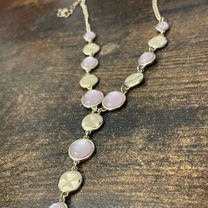 necklace + earrings - gold & purple stone